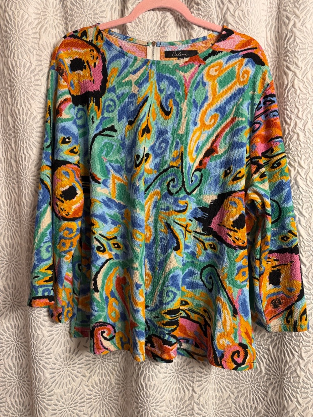 Calessa Vibrant Multicolor Abstract Pullover Top